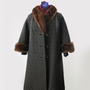 Real mink fur handmade full coat asymmetric L